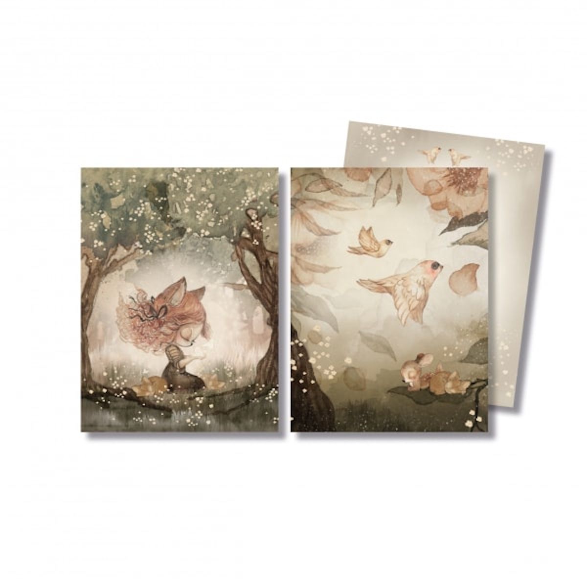 Mrs. Mighetto Two pack cards A6 Woods & Birds