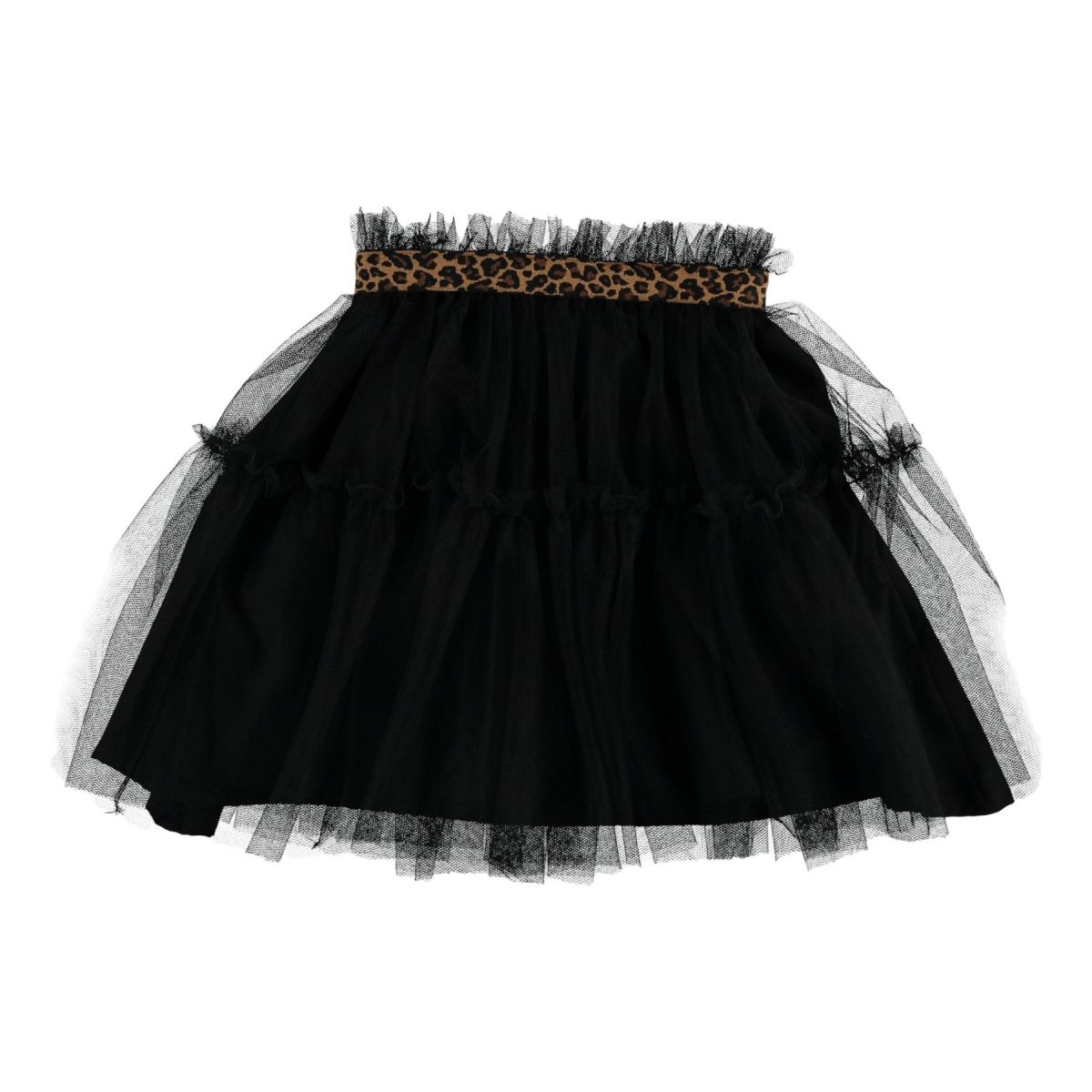 Tocoto Vintage Tulle skirt with animal print Black W30820BLACK 