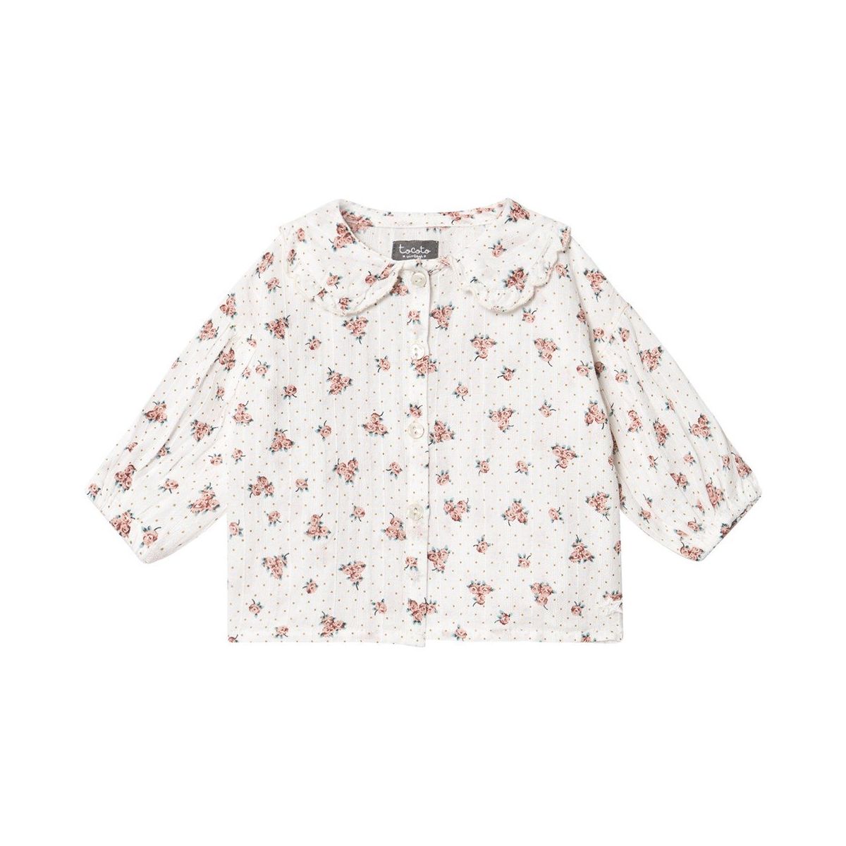 Tocoto Vintage - Flower print blouse Off white w/collar - Blusen & T-Shirts - W91120OFF 