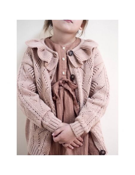 Tocoto Vintage Knitted open work Cardigan Pink