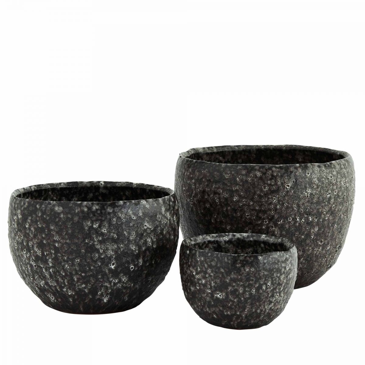 Madam Stoltz Stoneware flower pots Black HY14855A-3S 