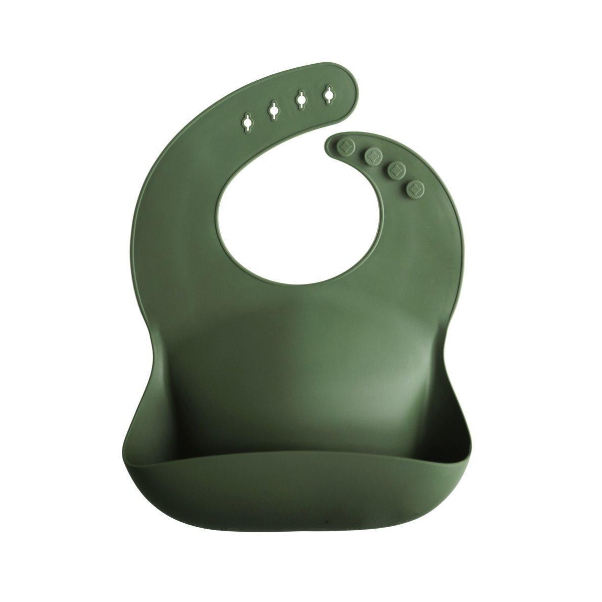 Mushie Silicone baby bib forest green Bavoirs 7426999779896