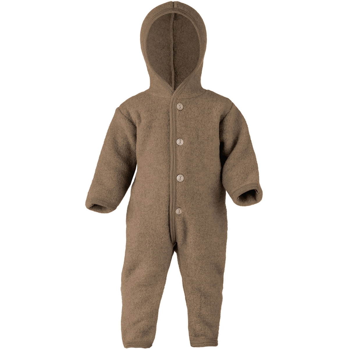 ENGEL Natur Hooded overall with buttons Walnuss melange