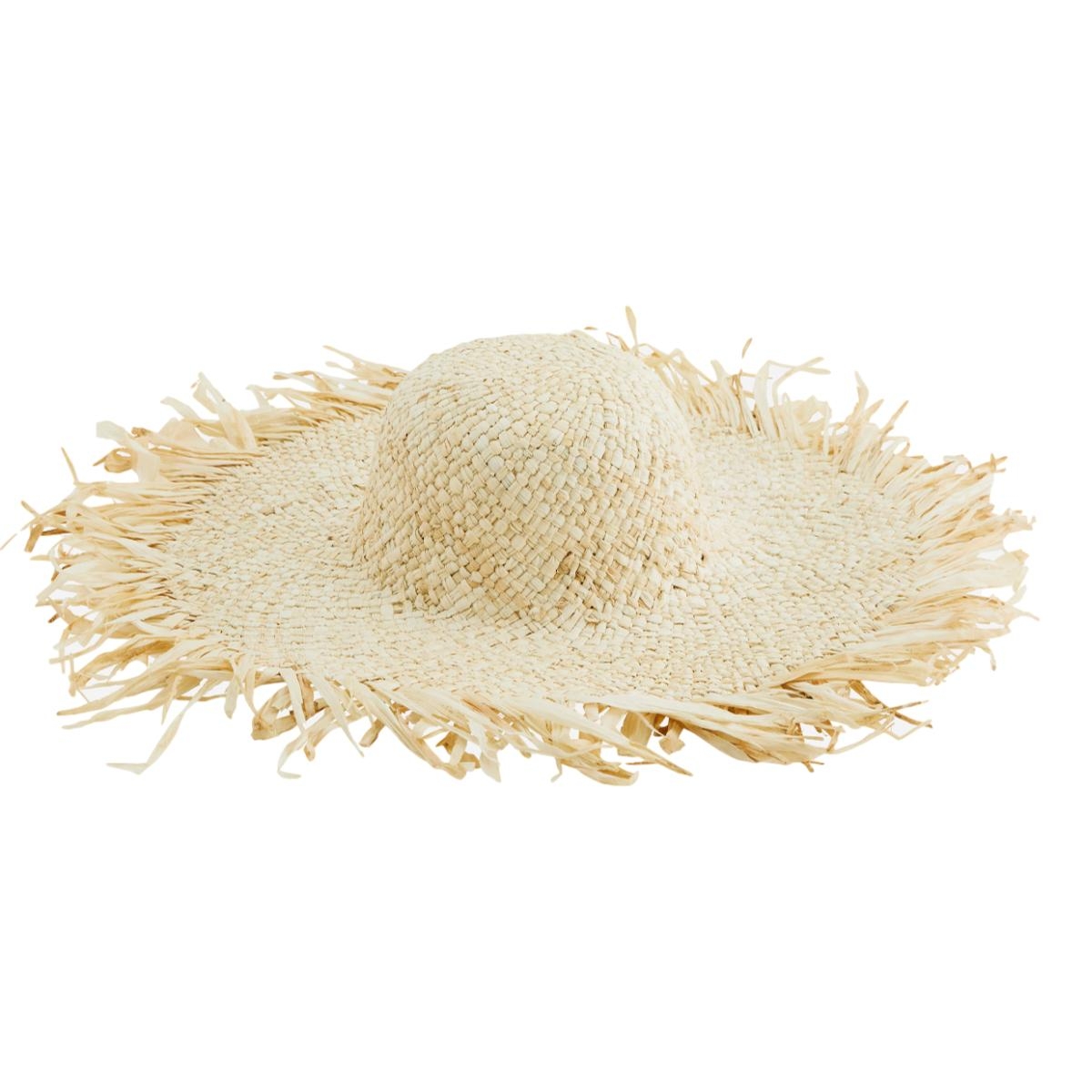 Madam Stoltz Corn husk hat w/fringes 36x12cm Natural YL20-8358 