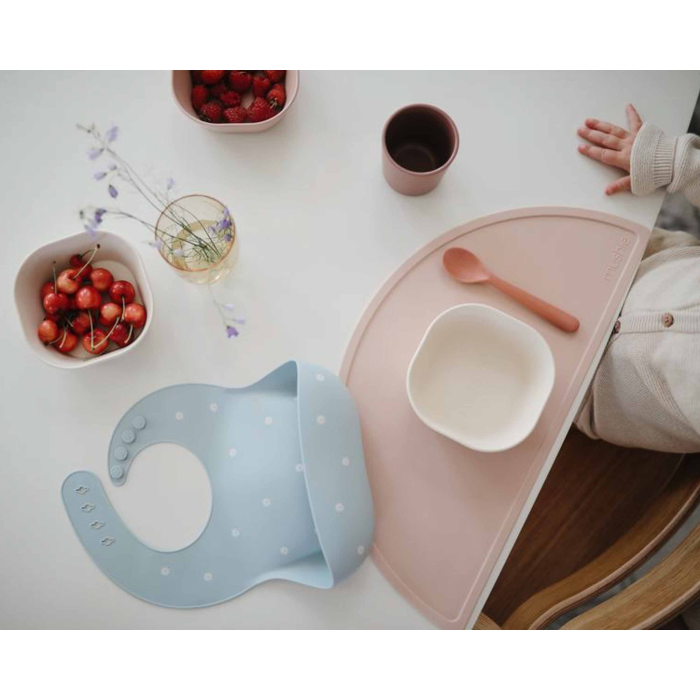Shop for Affordable Mushie Silicone Placemat (Lilac Flowers) Mushie and get  the look at Less Cost