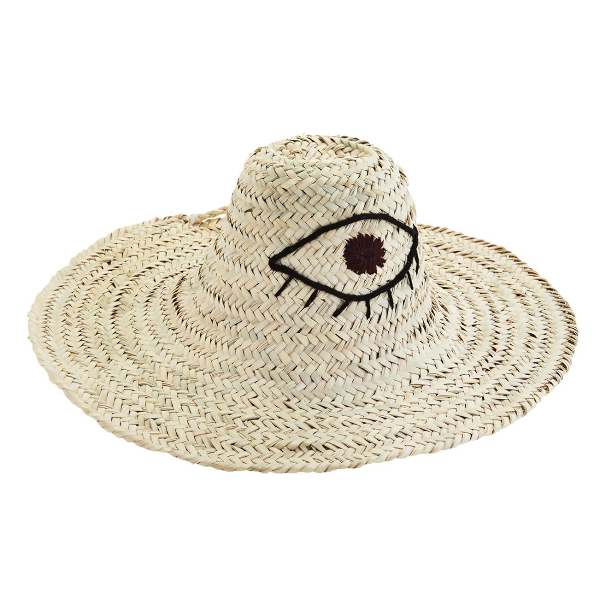 Madam Stoltz Straw hat w/embroidery MSCHA001 