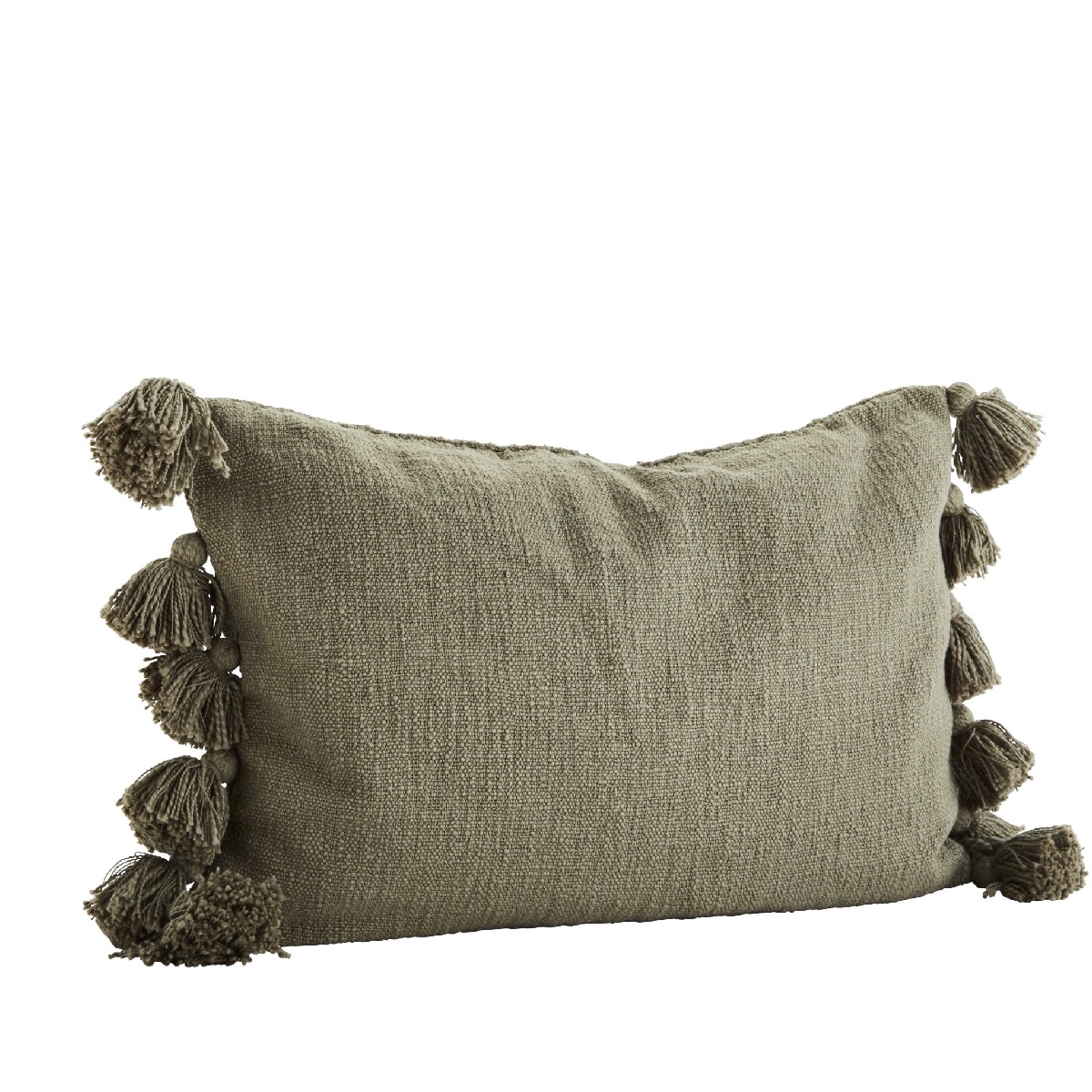 Madam Stoltz Cushion cover with tassels green JECCU0311-O 