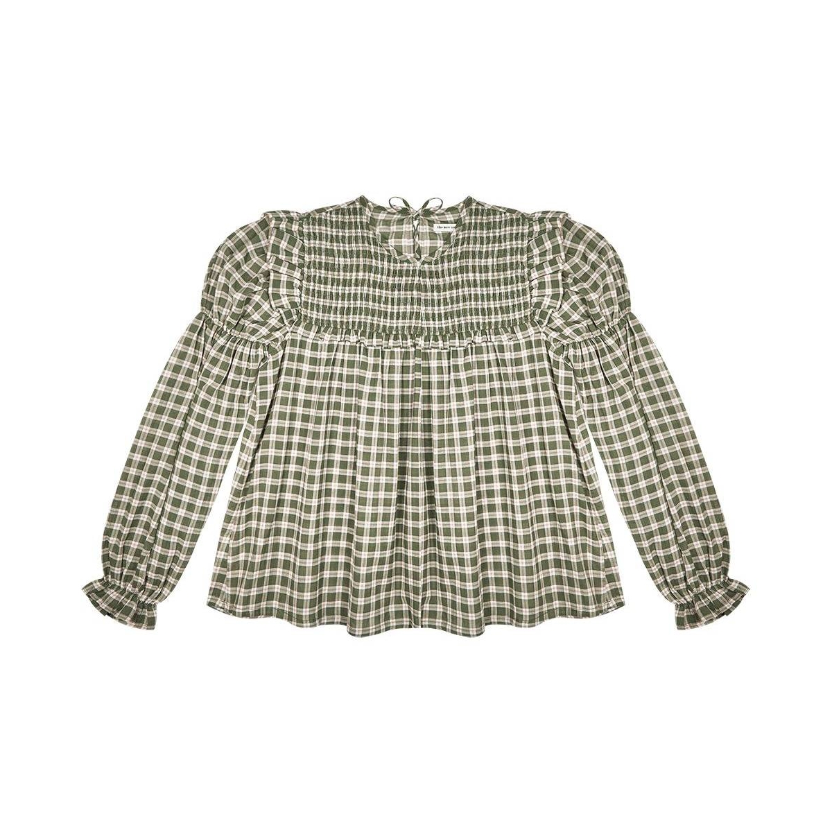 The New Society Dominique green checked blouse W21-KWV012-DOMINIQUE