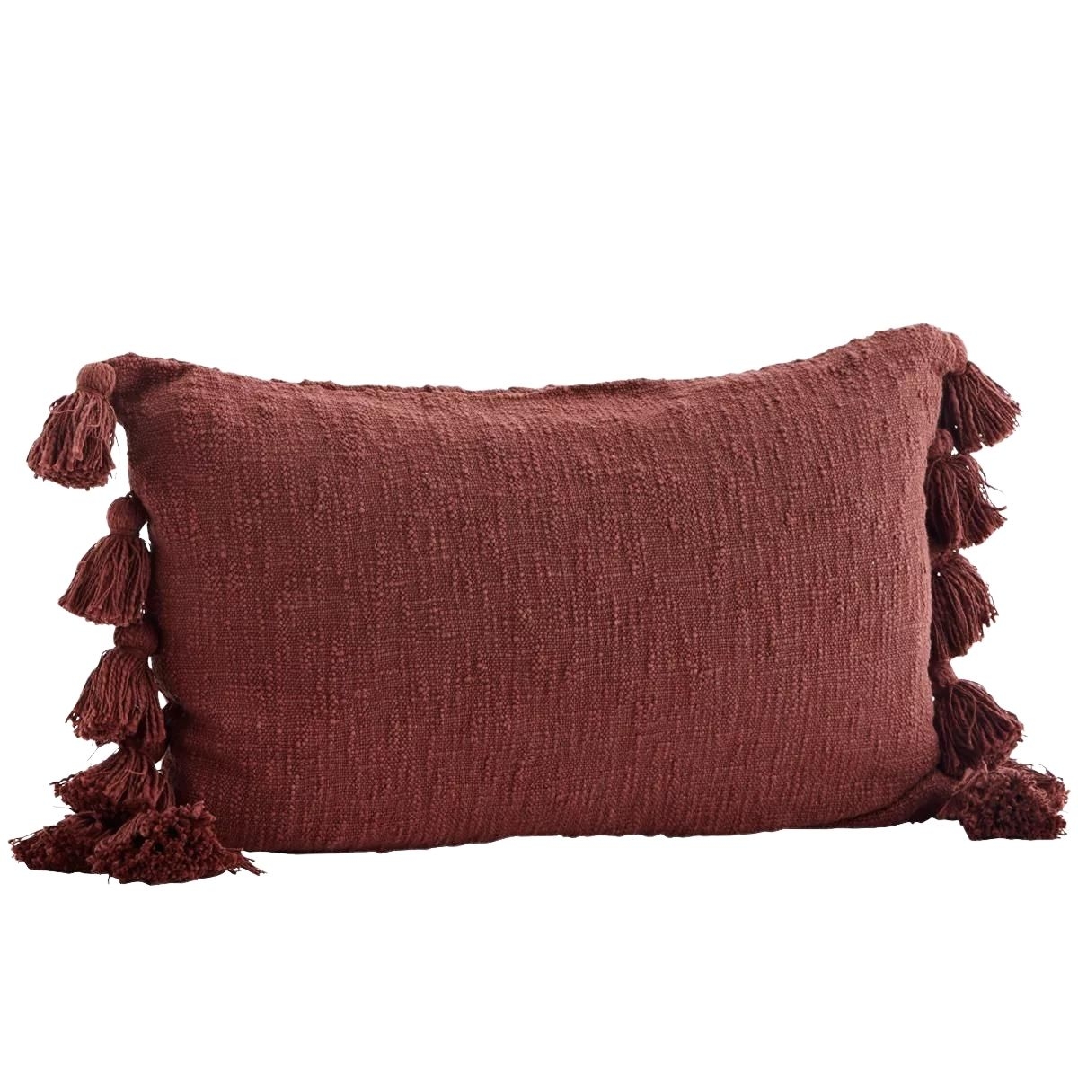 Madam Stoltz Cushion cover with tassels burgundy JECU0311-BH 