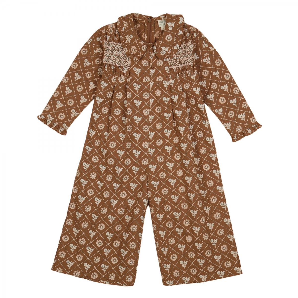 Apolina Dahlia jumpsuit loaf tin floral fawn brown