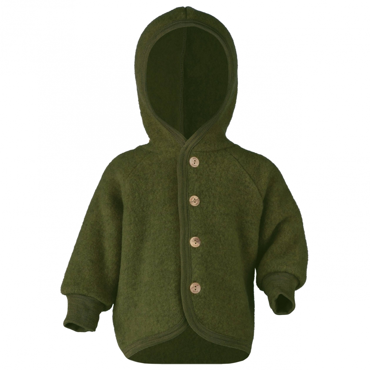 ENGEL Natur Hooded jacket with wooden buttons reed melange