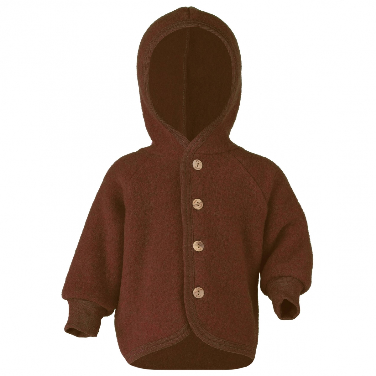 ENGEL Natur Hooded jacket with wooden buttons cinnamon melange