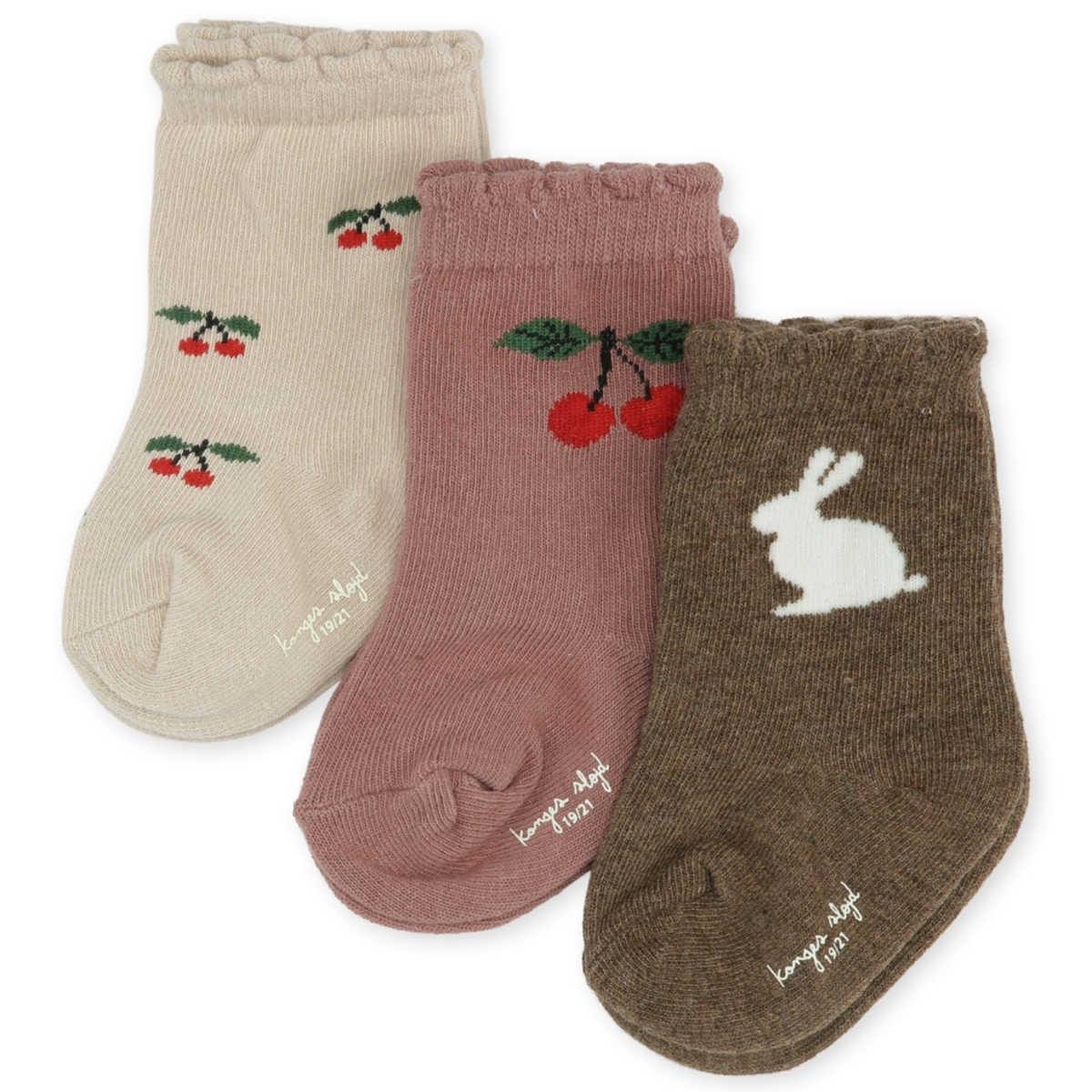 Konges Slojd 3 Pack Jacquard socks bunny/cherry KS2477 