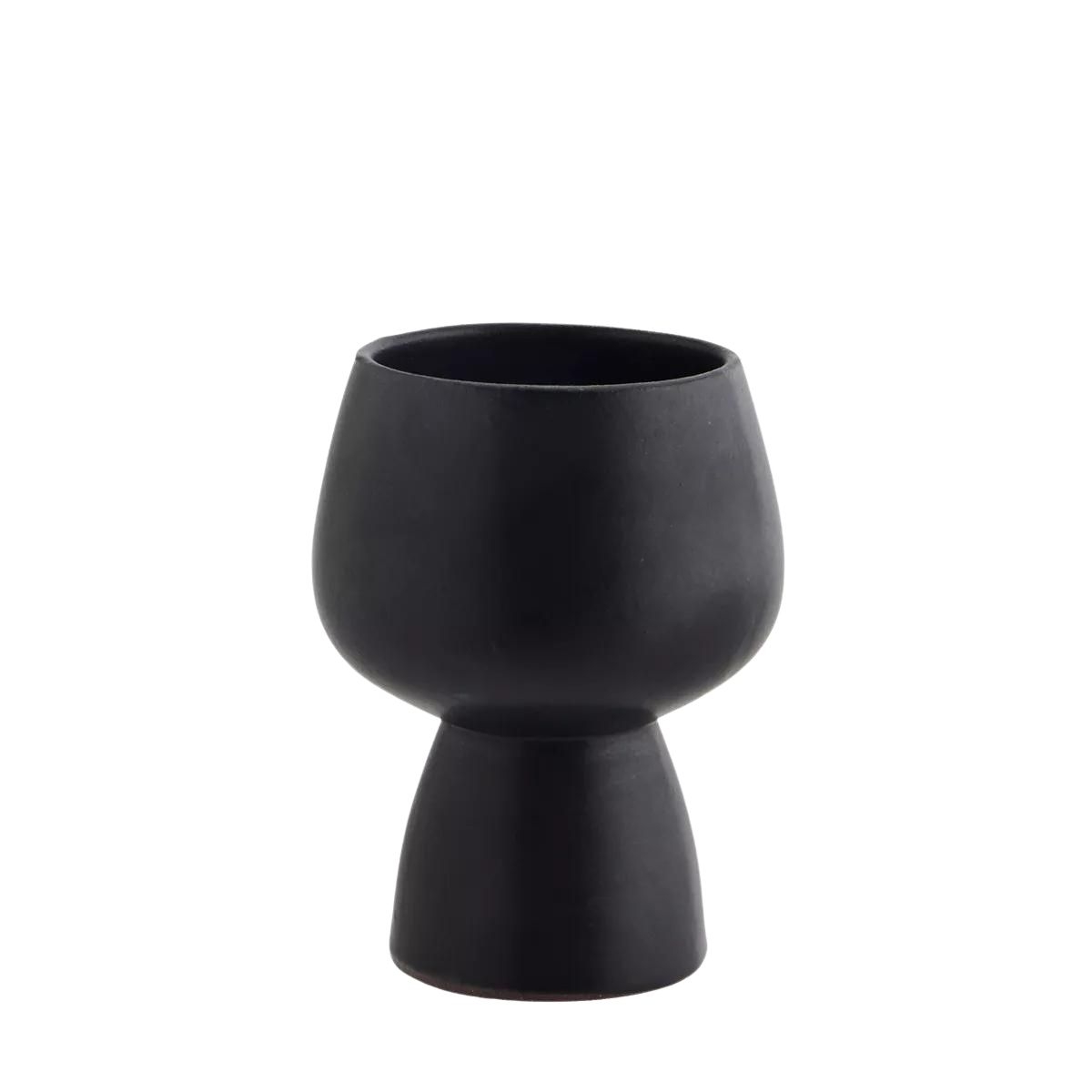 Madam Stoltz Stoneware flower pot black 9,5 x 12,5 cm HY18251-13B 