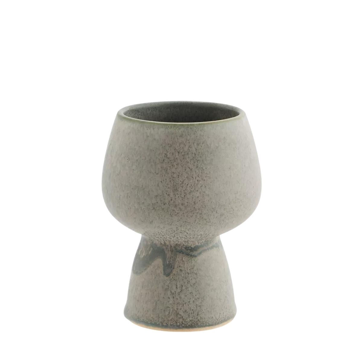 Madam Stoltz Stoneware flower pot grey 9,5 x 12,5 cm HY18251-13G