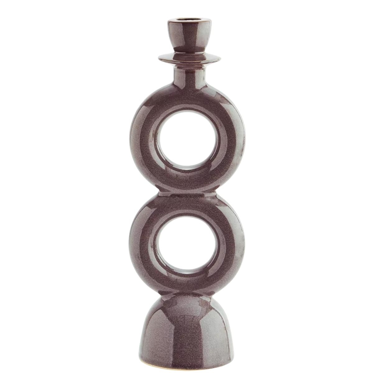 Madam Stoltz - Stoneware candle holder brown 30 cm - Candlesticks and candles - HY19307-30-DG 
