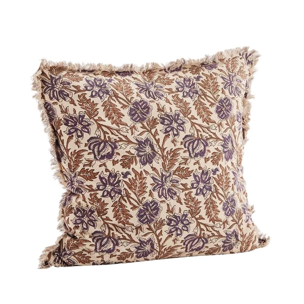 Madam Stoltz Printed cushion cover with fringes CC-5050-80 