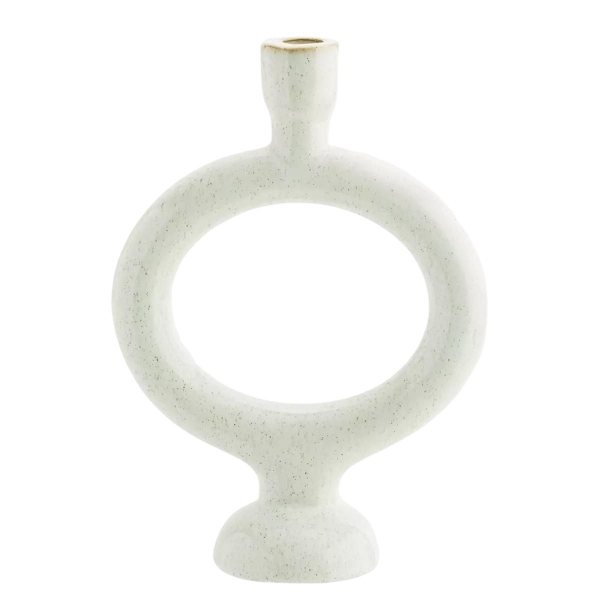 Madam Stoltz Stoneware candle holder off white 27,5 cm