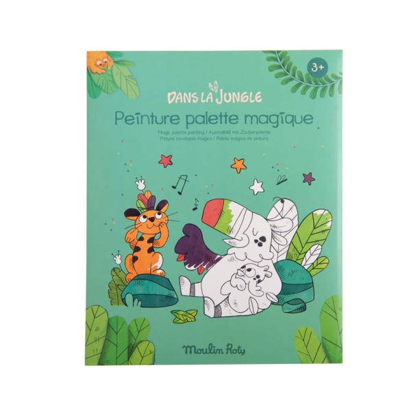 Moulin Roty Dans la jungle and paints colouring book 668602 