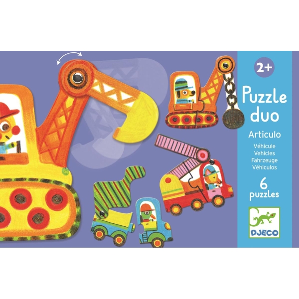 Djeco Puzzle dwuelementowe Pojazdy DJ08170 
