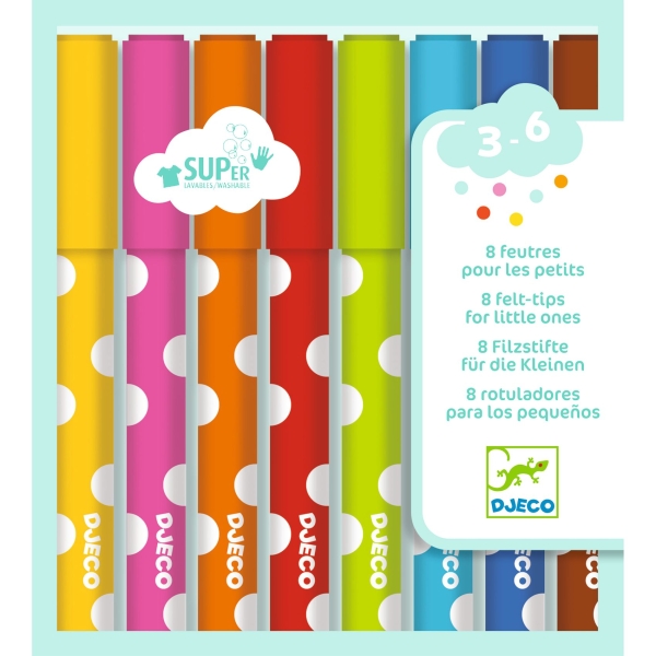 Djeco Set of 8 felt tip pens for the youngest DJ09001 