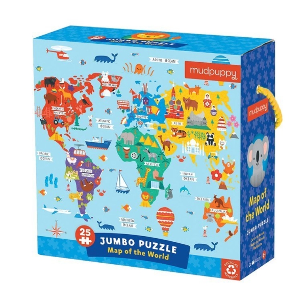 Mudpuppy Puzzle podłogowe Jumbo mapa świata MP67951 