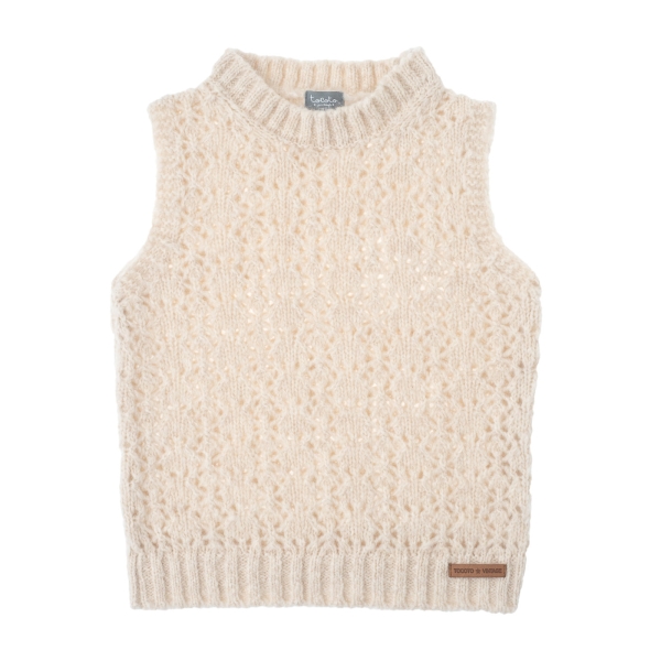 Tocoto Vintage Openwork knit vest off white W50622 
