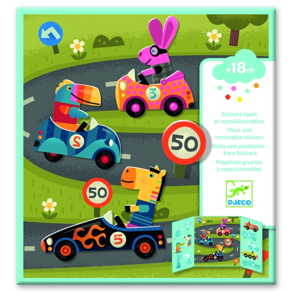 Djeco Art set with reusable stickers "Cars" DJ09073 