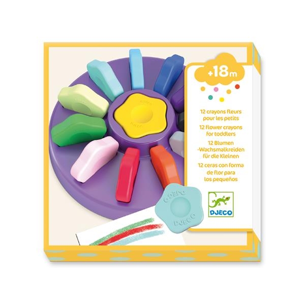 Djeco - Set of 12 flower colouring pencils for the little ones - Jouets d'art et de créativité - DJ09005 