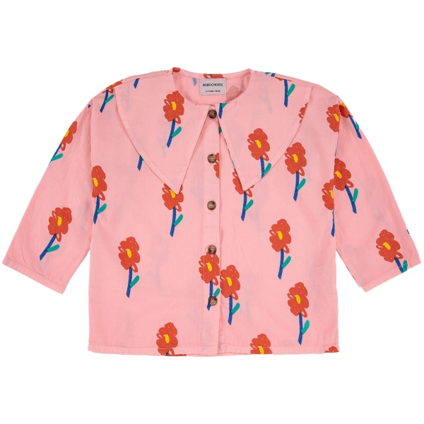 Bobo Choses Flowers all over long sleeve shirt pink 222AC080