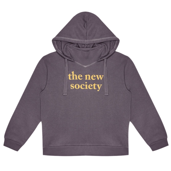 The New Society Logo flock hoodie purple W22-K/J01-LOGO-HOODIE 