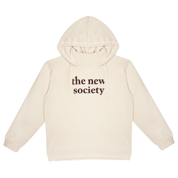 The New Society Logo flock hoodie off white W22-K/J01-LOGO-HOODIE-SAND 