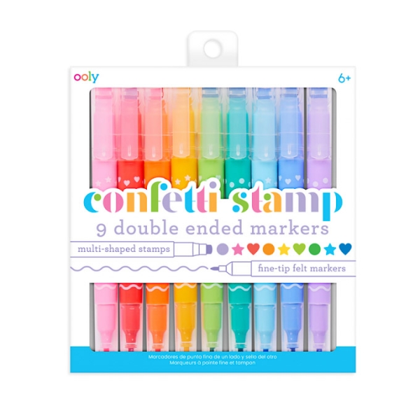 OOLY Double sided felt-tip pens with stamps Confetti stamp