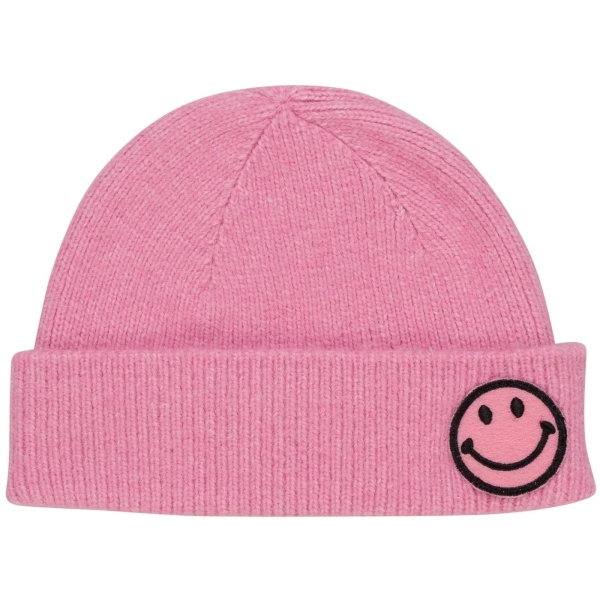 Maed for mini Knitted beanie Smiley salmon pink AW2022-937 