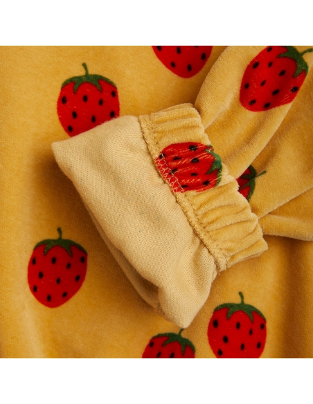 Mini Rodini Strawberries velour sweatshirt yellow