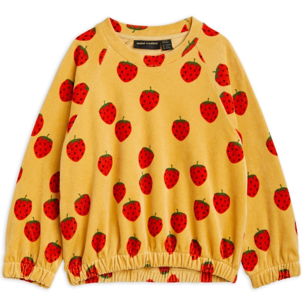 Mini Rodini Bluza Strawberries velour żółta 2312011213