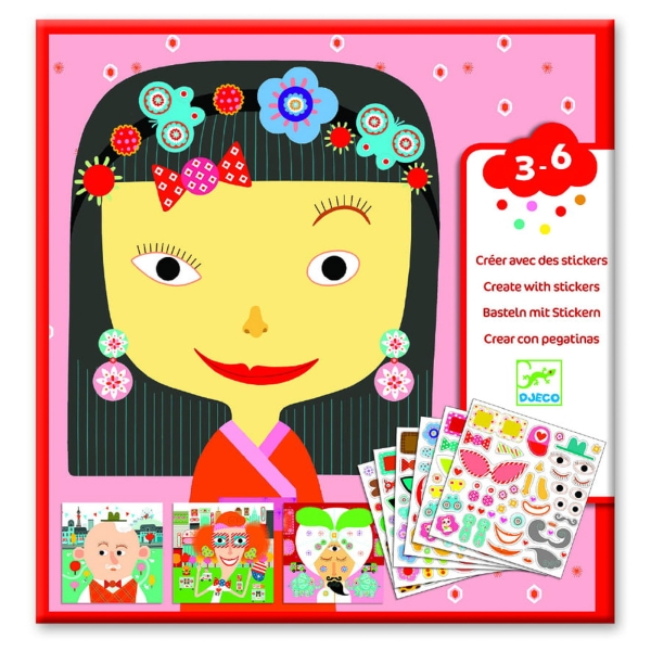 Djeco Art set with stickers for kids Faces DJ08934 