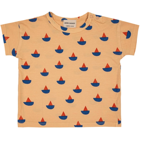 Bobo Choses Koszulka niemowlęca Sail boat all over pomarańczowa