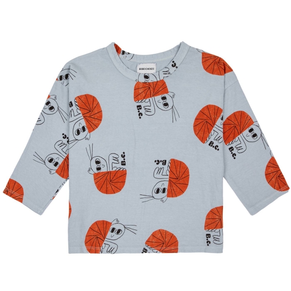 Bobo Choses Hermit crab all over long sleeve t-shirt blue