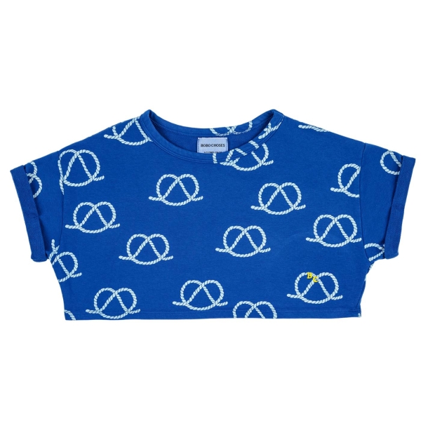 Bobo Choses Sail rope all over cropped sweatshirt blue 123AC033 