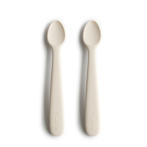 Mushie Set of silicone spoons for self learning ivory