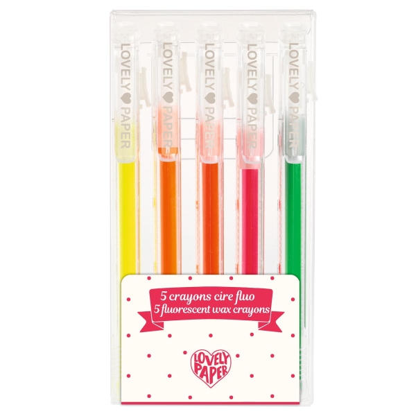 Djeco Set of 5 neon wax crayons in a case DD03791 