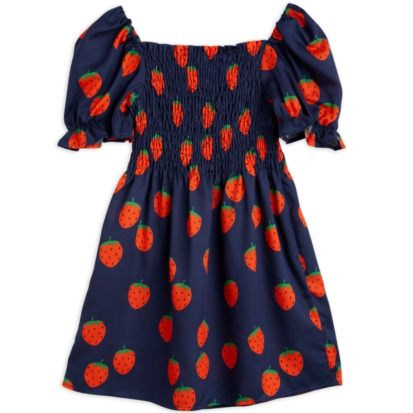 Mini Rodini Strawberries woven dress navy 2325010560 