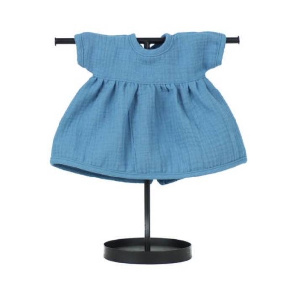 Miniland Doll Muslin dress 38cm denim blue LDB29250 