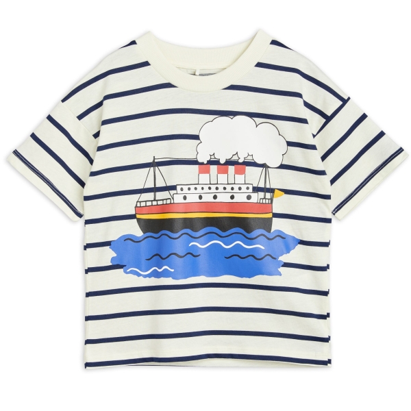 Mini Rodini Koszulka Ferry Stripe Off White 2362012560