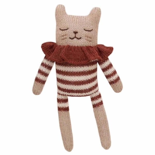 Main Sauvage - Kitten Soft Toy with maroon romper - Peluches - 3760281701115 