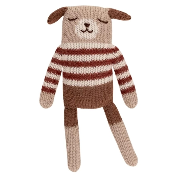 Main Sauvage Puppy soft toy with sienna striped sweater
