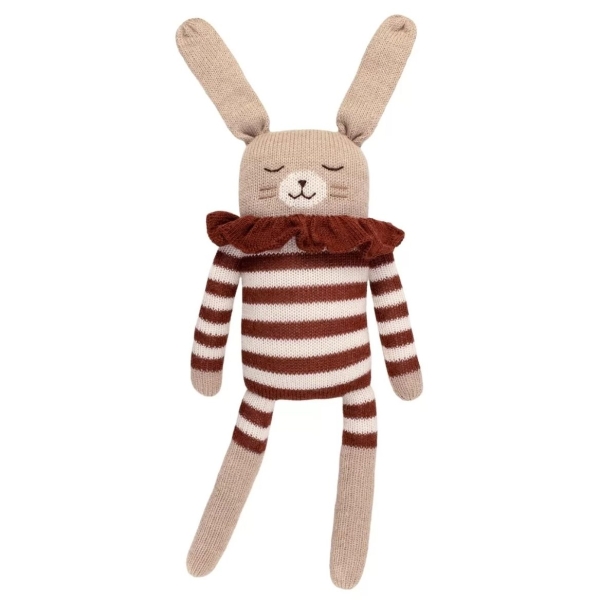 Main Sauvage Big bunny soft toy with sienna striped rompers
