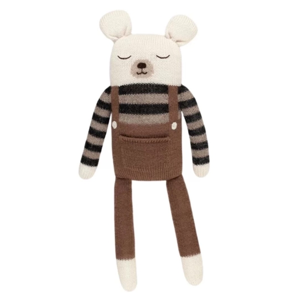 Main Sauvage Big Polar bear soft toy with nut overalls
