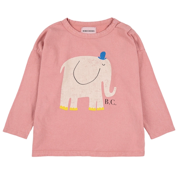 Bobo Choses The elephant baby long sleeve t-shirt pink 223AB003 